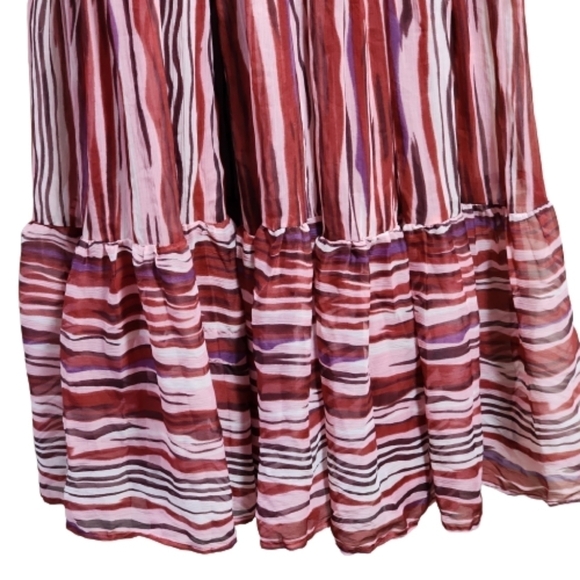 Quiero printed fit & flare striped multicolor maxi chiffon dress color b… - Picture 4 of 7